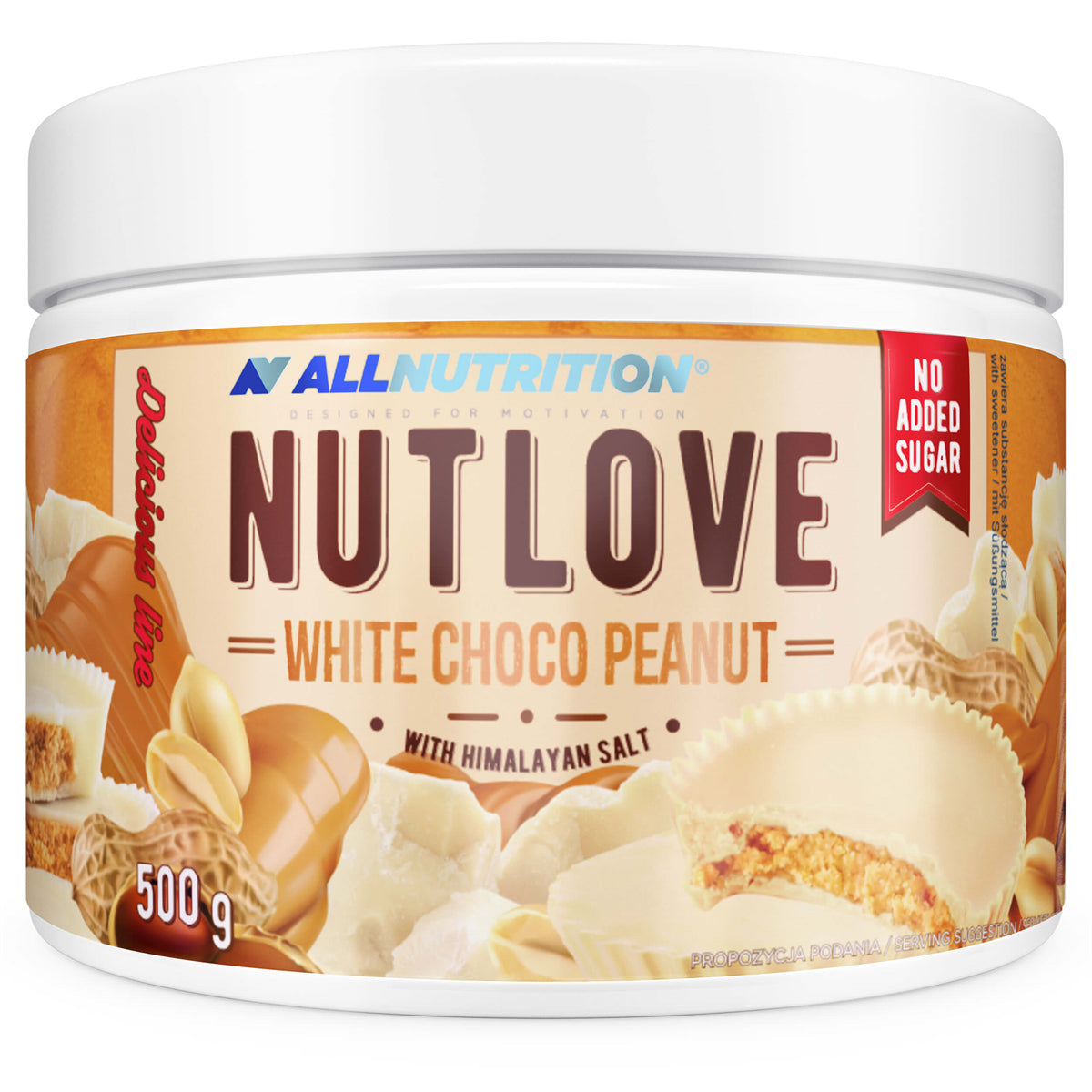 NUTLOVE baltojo šokolado kremas su žemės riešutais 500g