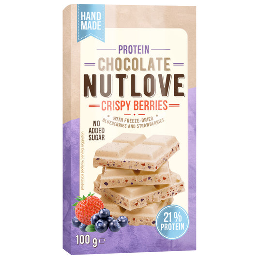 NUTLOVE baltyminis šokoladas su liofilizuotomis uogomis